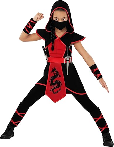 Miniatura 5 de Morph - Disfraz de ninja para niñas, disfraz de ninja rojo, disfraz de ninja para niña, disfraz de ninja para niñas, disfraz de ninja para niña