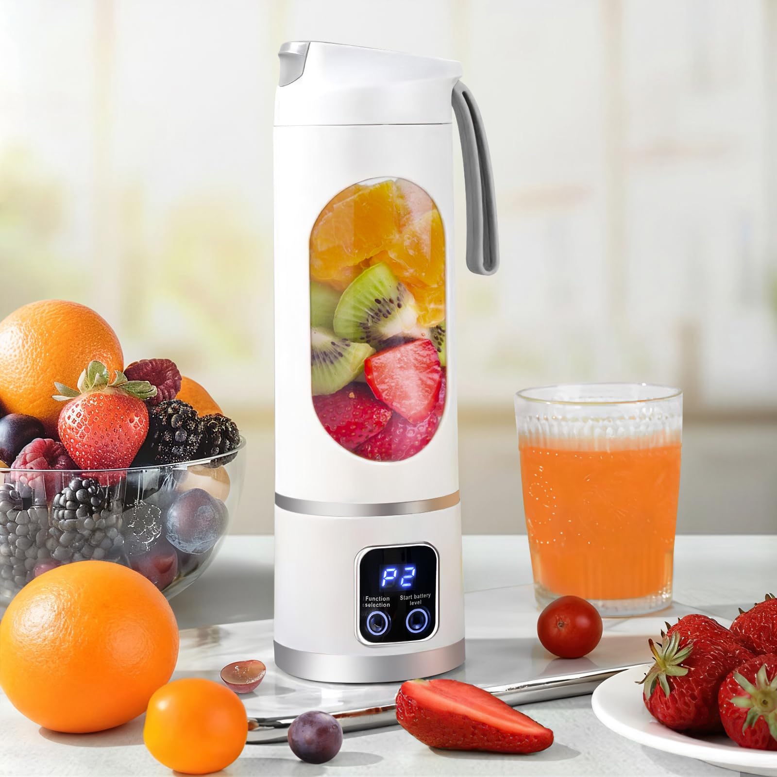 HomeBeyond Portable Cordless Personal Blender for Shakes & Smoothies, BPA-Free, Leakproof Lid & Sip Spout, USB-C Rechargeable, Dishwasher-Safe Parts, White-image-1