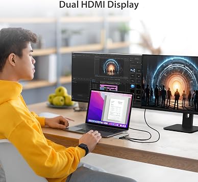j5create USB-C Mini Dock-Type C Hub with 2X HDMI, 2X USB 3.0, Ethernet, Power Delivery 2.0 (JCD381)