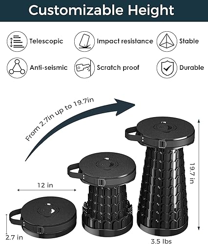 Miniatura 3 de Taburete plegable XXL de 19.7 pulgadas con cojín extraíble y bolsa de almacenamiento impermeable, taburete plegable portátil extra ancho para