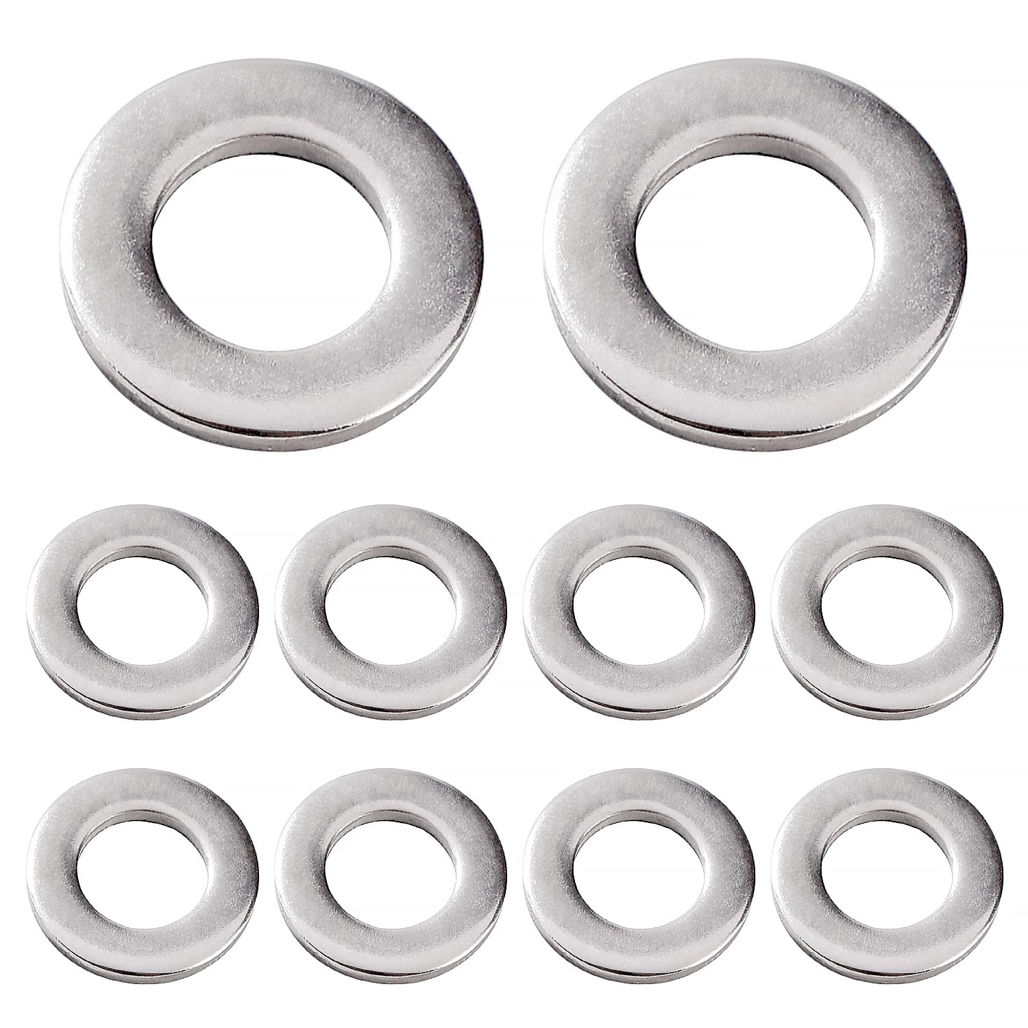 YIXISI 10 PCS M12x24x2 mm Flat Repair Washer, 304 Stainless Steel Flat Washer, Penny Washers for Screws & Bolts