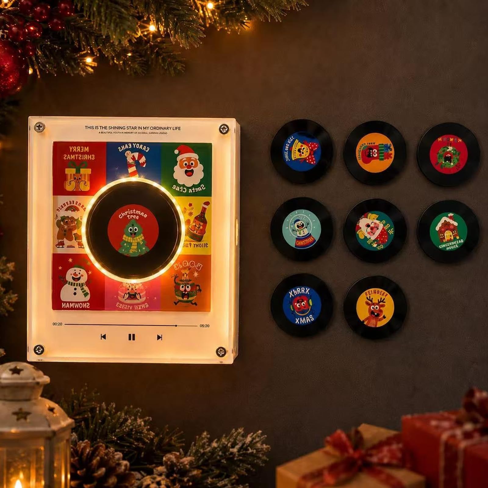 Noël Lecteur de Vinyle réfrigérateur Enregistrement NFC boîte de Musique