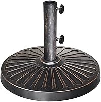 EliteShade Heavy Duty Bronze Umbrella Base Stand - Rust-Proof Cast Resin Patio Holder, Fits 1.5-1.96" Poles, 26 lbs Stability