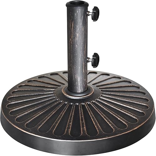 EliteShade Base de sombrilla de Estados Unidos, soporte para sombrilla de uso pesado, para exteriores, con patrón radial cóncavo, bronce