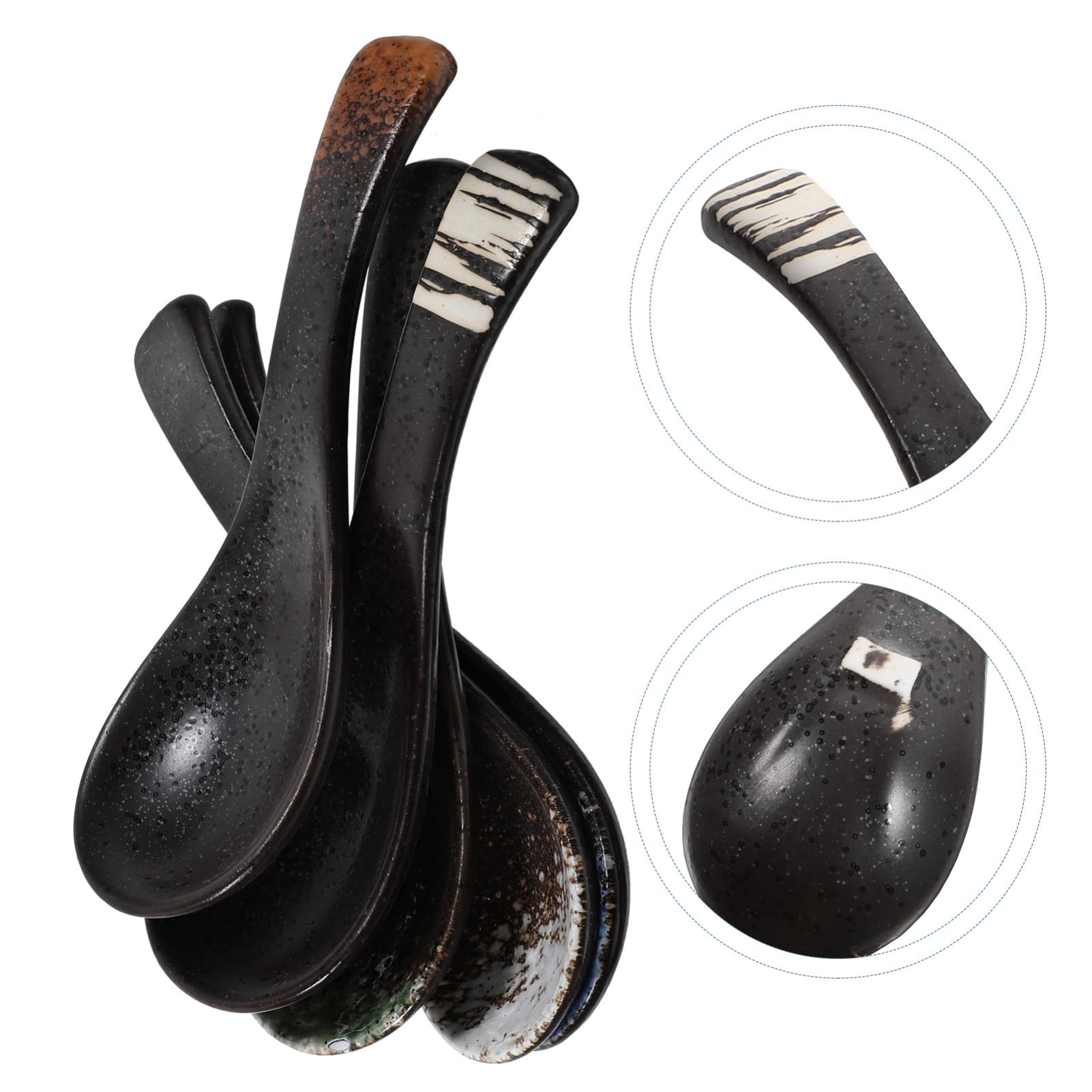 ULTECHNOVO 10piezas Cucharas De Cerámica Japonesas Para Sopa Cucharas Chinas Para Ramen De Utensilios Para Sopa y Cereal Para Uso Casa y Restaurantes