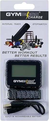 Miniatura 8 de Gymboss Temporizador de intervalo de carga, cronómetro y correa de reloj, paquete (negro carbón)