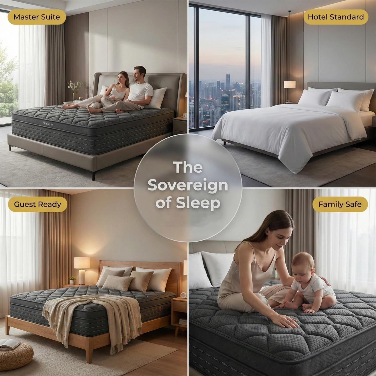 King Size Mattress 14 Inch, Medium Firm Boxed Hybrid Mattress, Cooling Gel Memory Foam & Motion Isolation Pocket Coils, 350lbs+ Edge Support, Fiberglass-Free, 365-Night Trial, for Master Room, Family