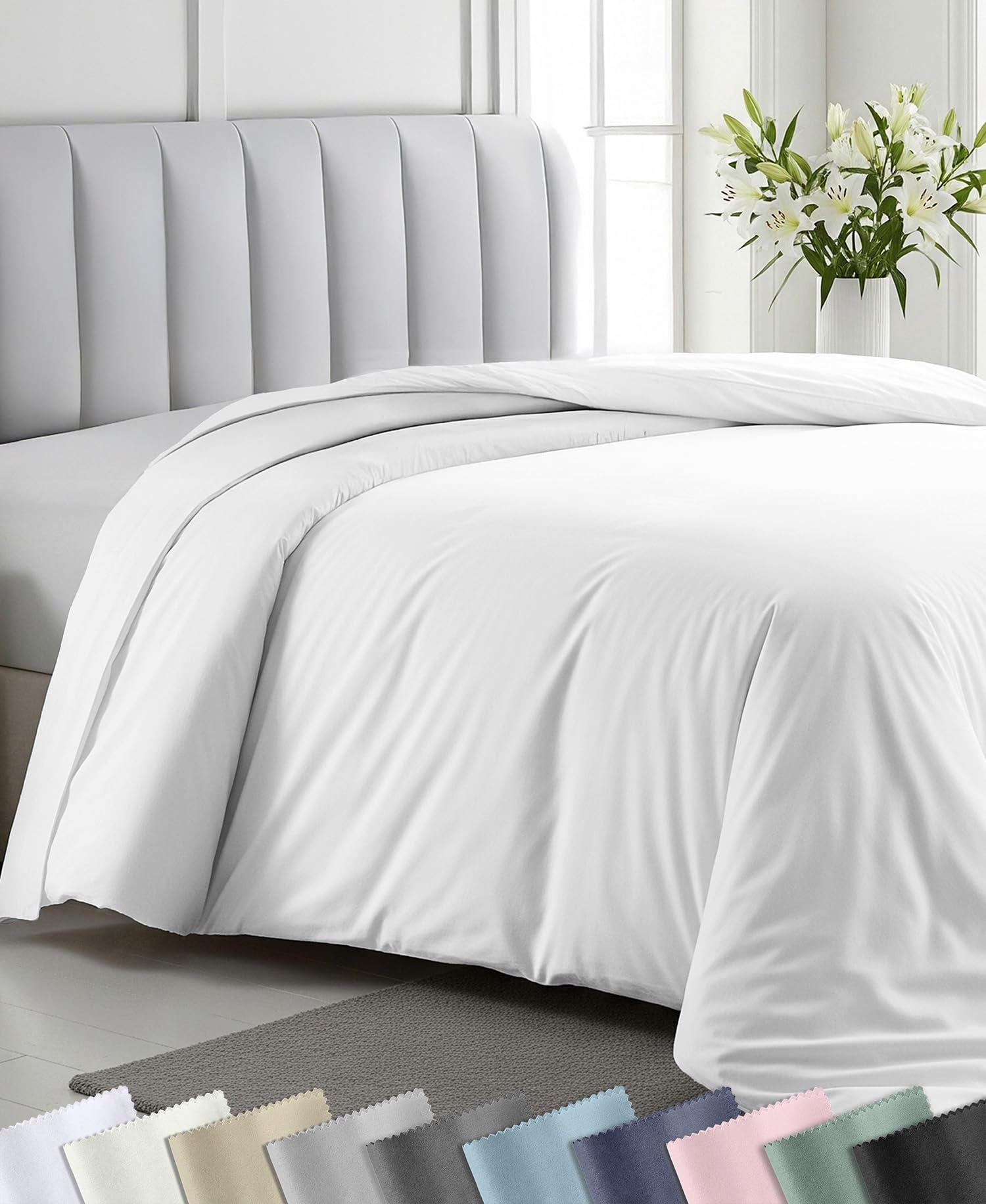 California Design Den Luxury Queen Size Duvet Cover, Antique White