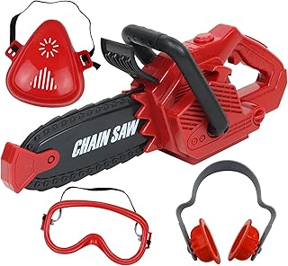 Kids Toy Chainsaw with Sound | Toddler Landscaping Gardening Tools and Equipment | Includes Safety Goggles Mask and Earmuffs