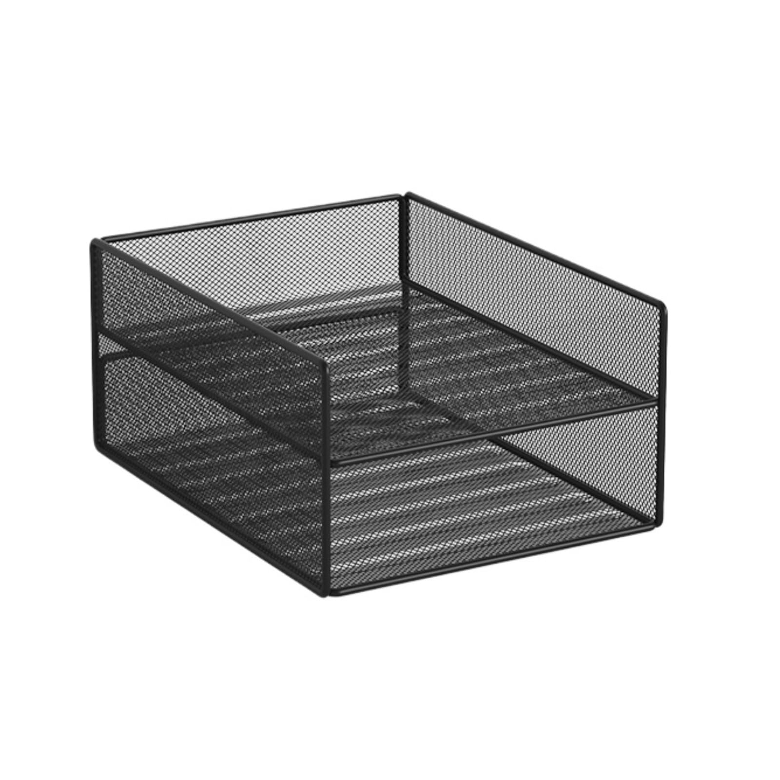 Desk Organizer With File Holder, Organizers With 3 Tier Letter Trays And 2 Pen Holders, Mesh Accessories & Workspace(2-tier)