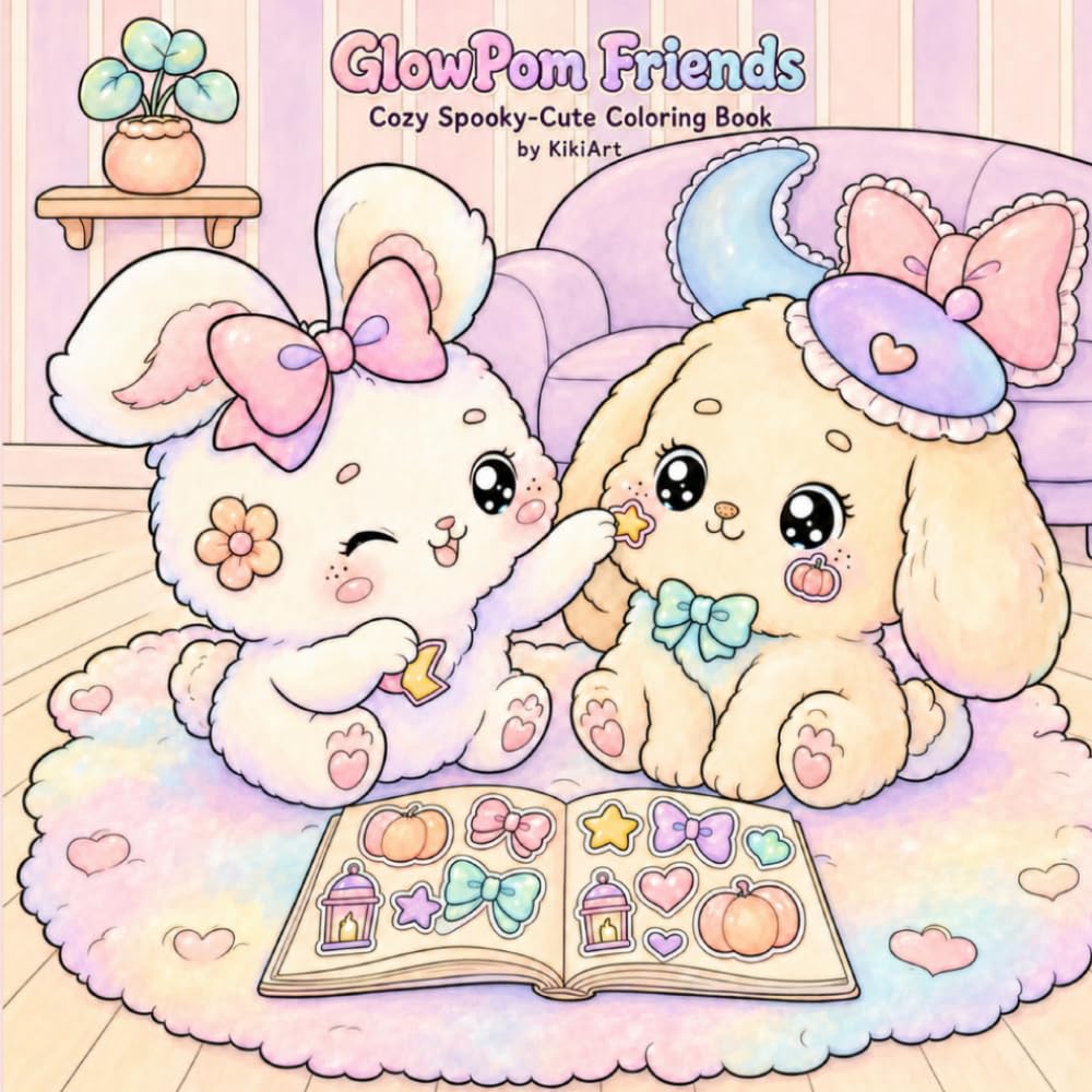 GlowPom Friends: Cozy Spooky Cute Colouring Book