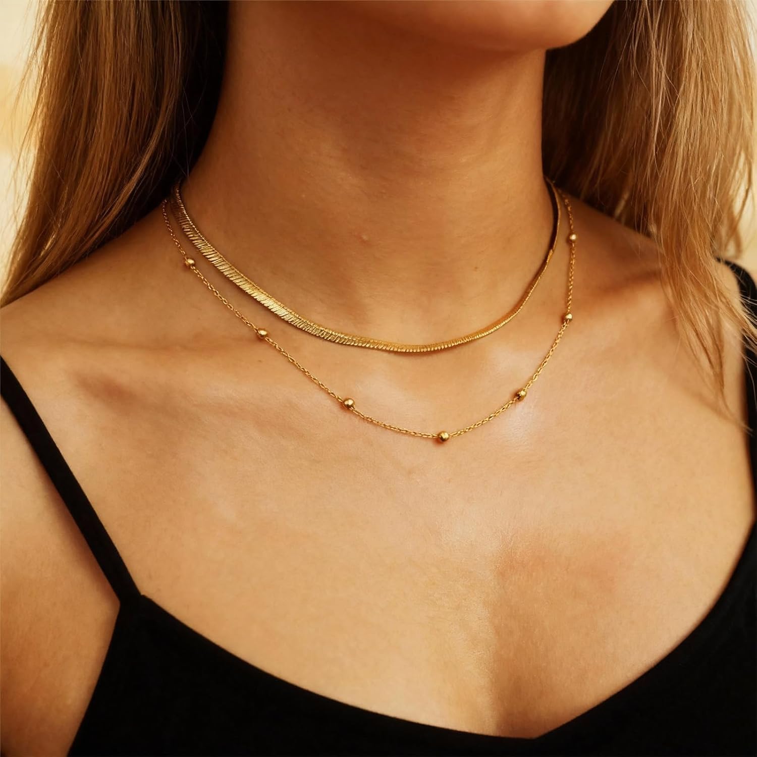 Layered Bow Gold Necklace for Women Bow Pendant Cute Simple Dainty Statement Chain Charm Stack Gold Jewelry New Years Birthday Valentines Day Gifts - Image 3
