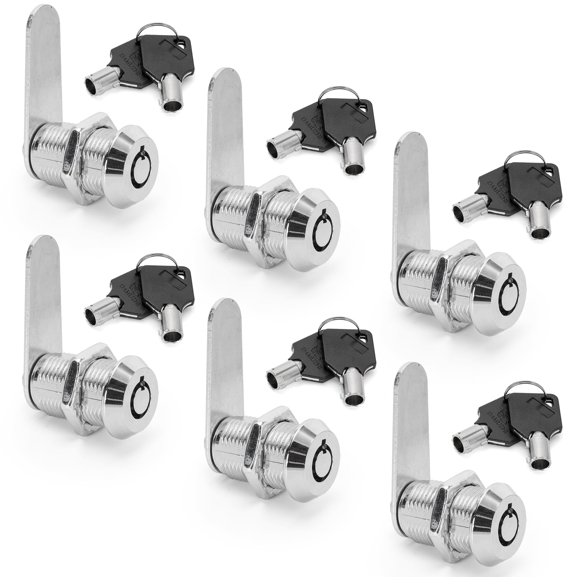 YKUKIZEE 6 PCS Thread Tubular Cam Lock Keyed Alike, 30 MM Cylinder Lock with 2 Keys Zinc Alloy, Security RV Cabinet Lock for Mailbox Letterbox Cupboard Post Box Door