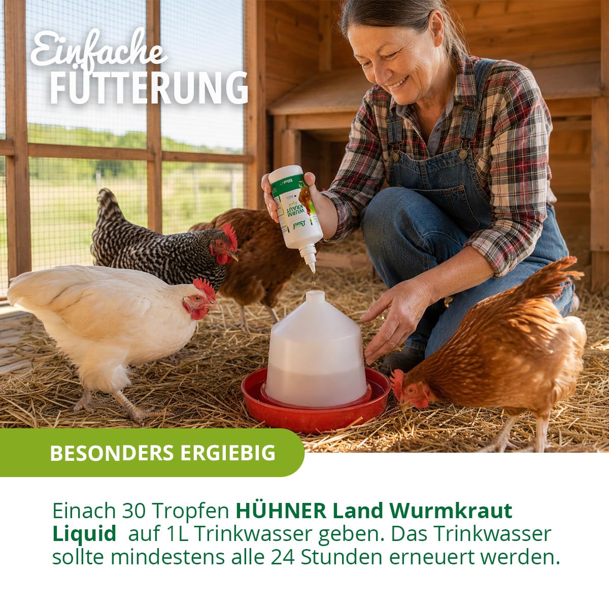 Test très bien 2026 HÜHNER Land Herbe vermifuge liquide 100 ml – pour poules et volailles, avec véritable vermifuge (Artemisia Absinthium) dans une formule végétale à base de recettes, convient pour