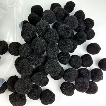 200 Pieces Pom Poms, 1 Inch Craft Pom Poms, Fuzzy Pompom Puff Balls for DIY Arts, Crafts Projects, Home Decorations Black-1