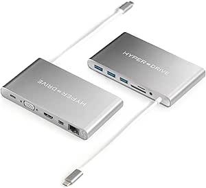 HyperDrive Ultimate 11-in-1 USB C Hub - Type-C Adapter for MacBook Pro/PC, USB-C Devices, HyperDrive USB C Hub w/PD Charging, 5Gbps Data, 4K HDMI, 3xUSB 3.1, VGA, Ethernet Docking Station