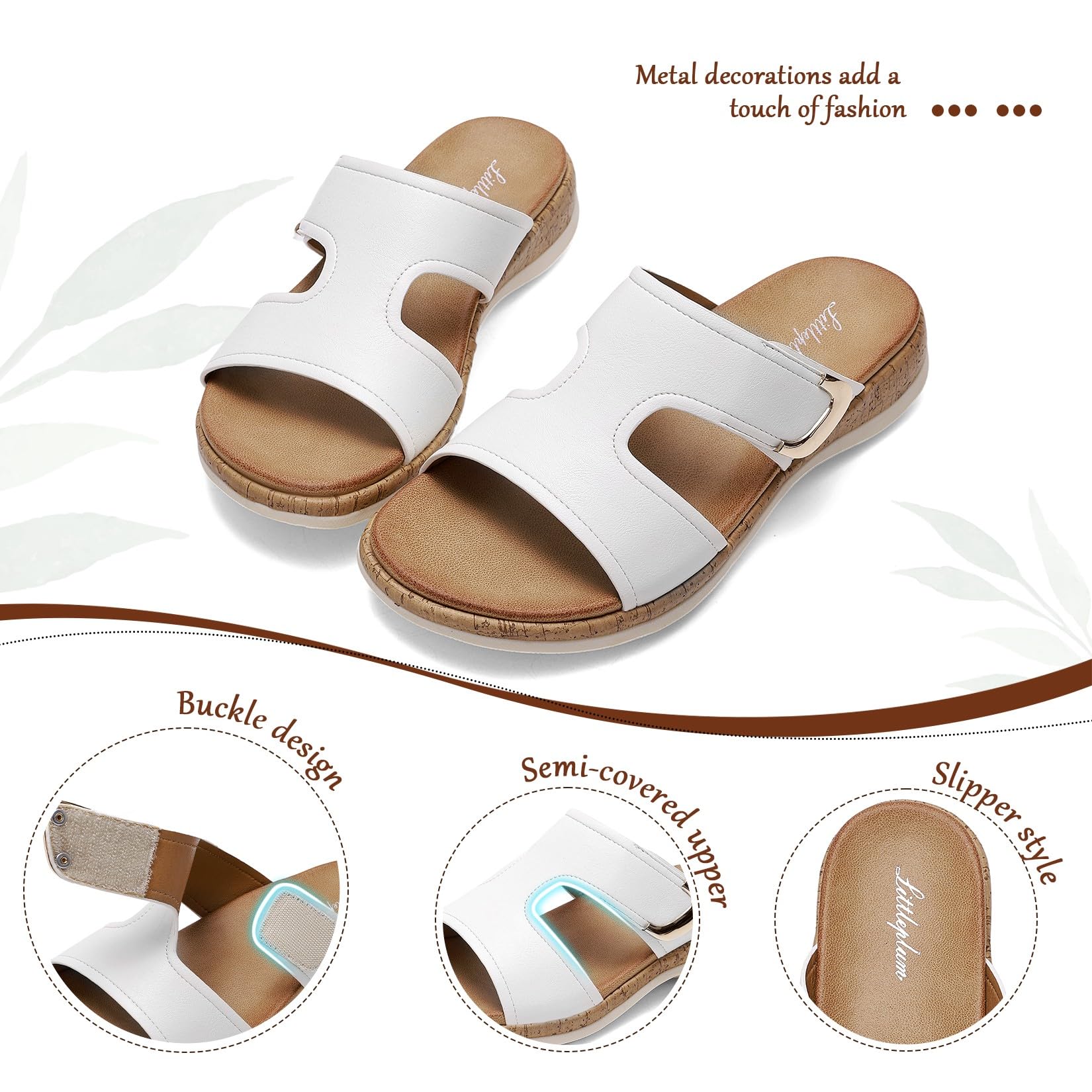 Littleplum Mules Femme Sandales Plates Été Orthopédiques Slipper pour Femme