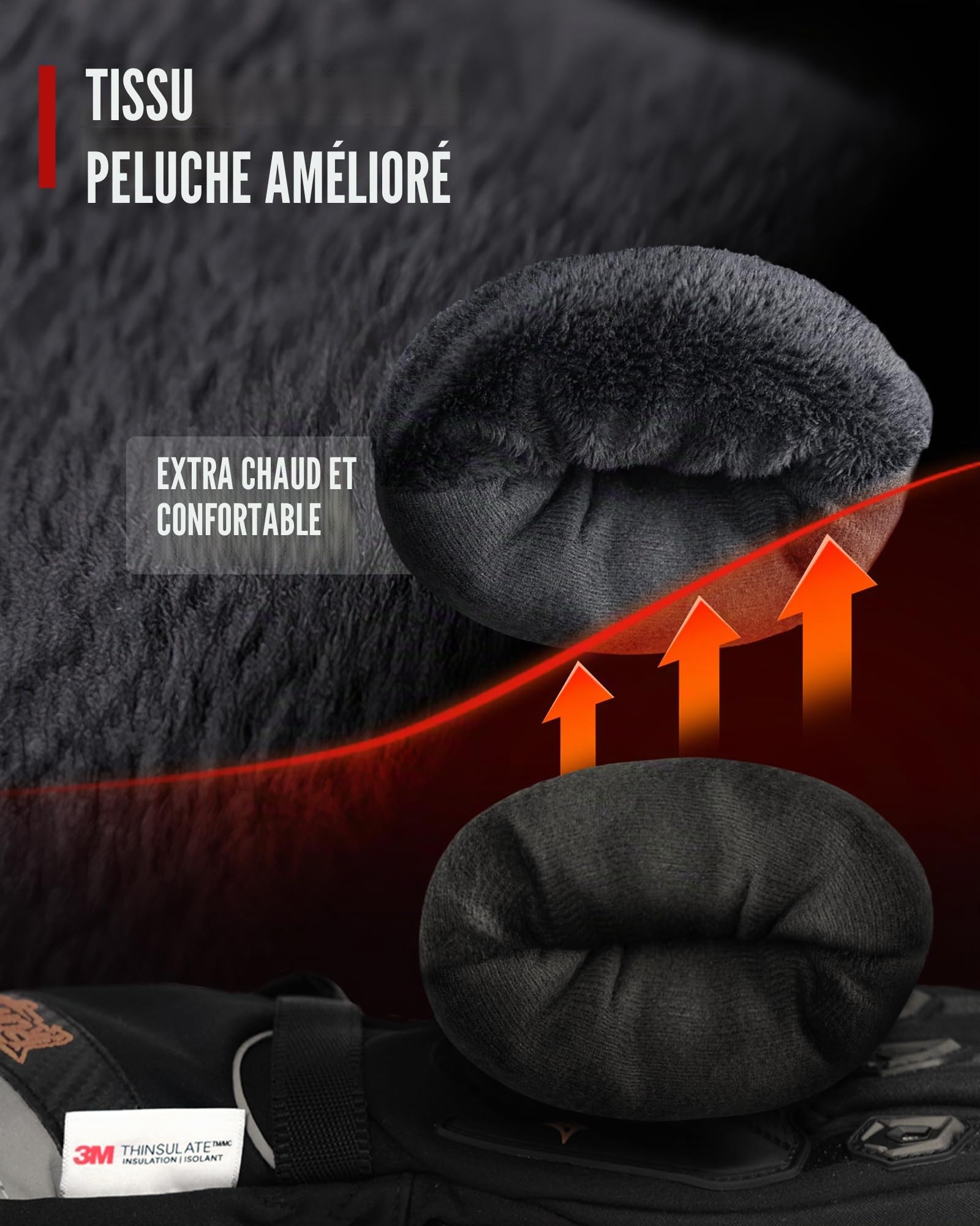 IRON JIA'S Gants Chauffants Moto 3000mAh 2025 Upgrade Contrôle Intelligent de la température,Gants Chauffants USB Hommes Femmes,Gant Moto Hiver pour extérieur avec 4 Niveaux de Chauffage