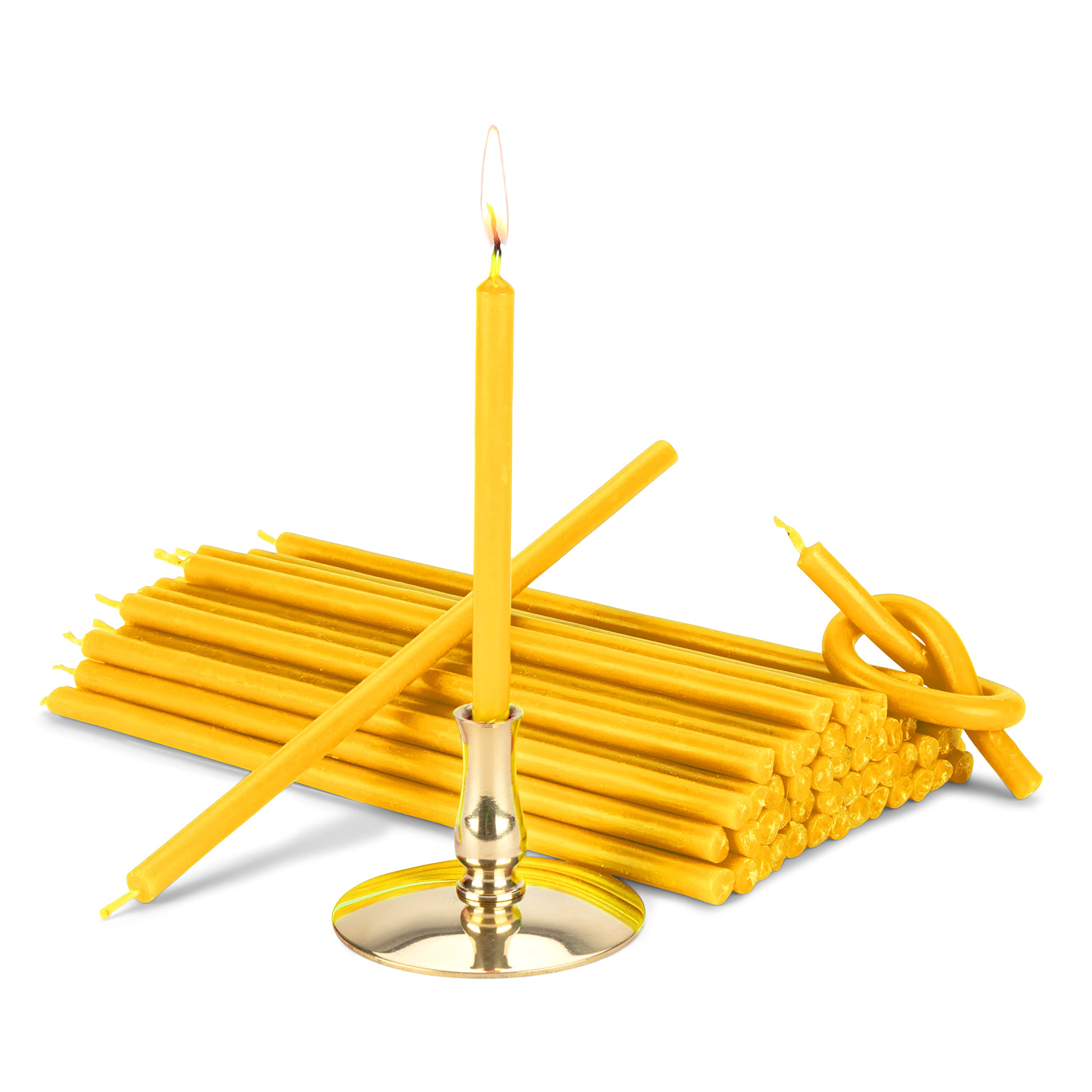 Bougeoir avec bougies de fête paraffine NKlaus 40043 jaune de haute qualité