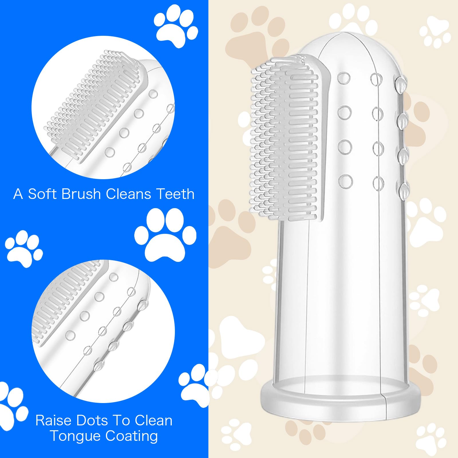 Juego de 10 cepillos de dientes de perro, cepillo de dientes de dedo de perro, cepillos de dientes para cachorros y gatitos con cerdas de silicona, cepillo de limpieza de dientes de gato