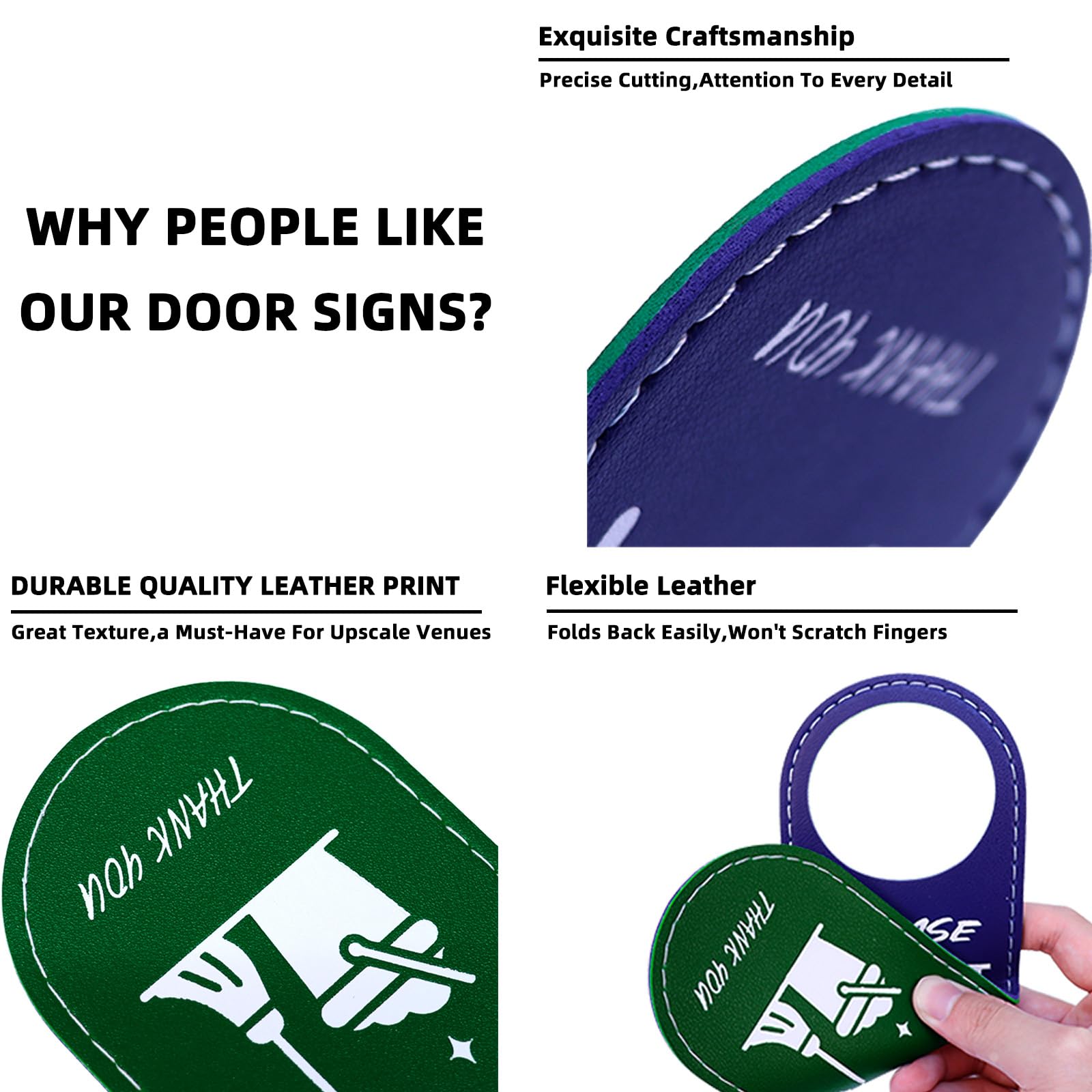 Cartello Non Disturbare In Pelle - Doppia Faccia Per Porte Di Hotel, Uffici E Ospedali - Foto 4