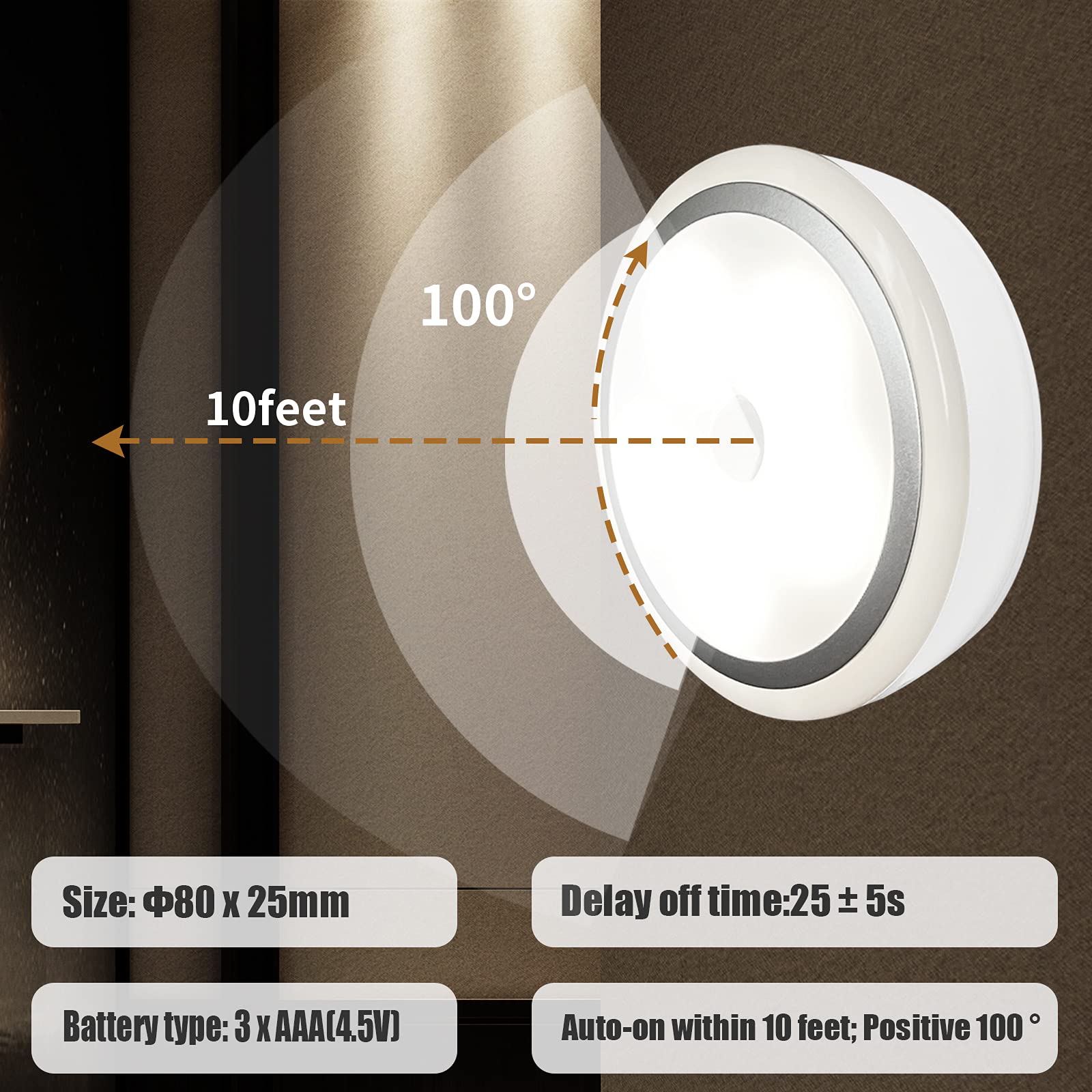 WELLAND White Floating Shelf with Motion Sensor Light, Wall Mounted ...