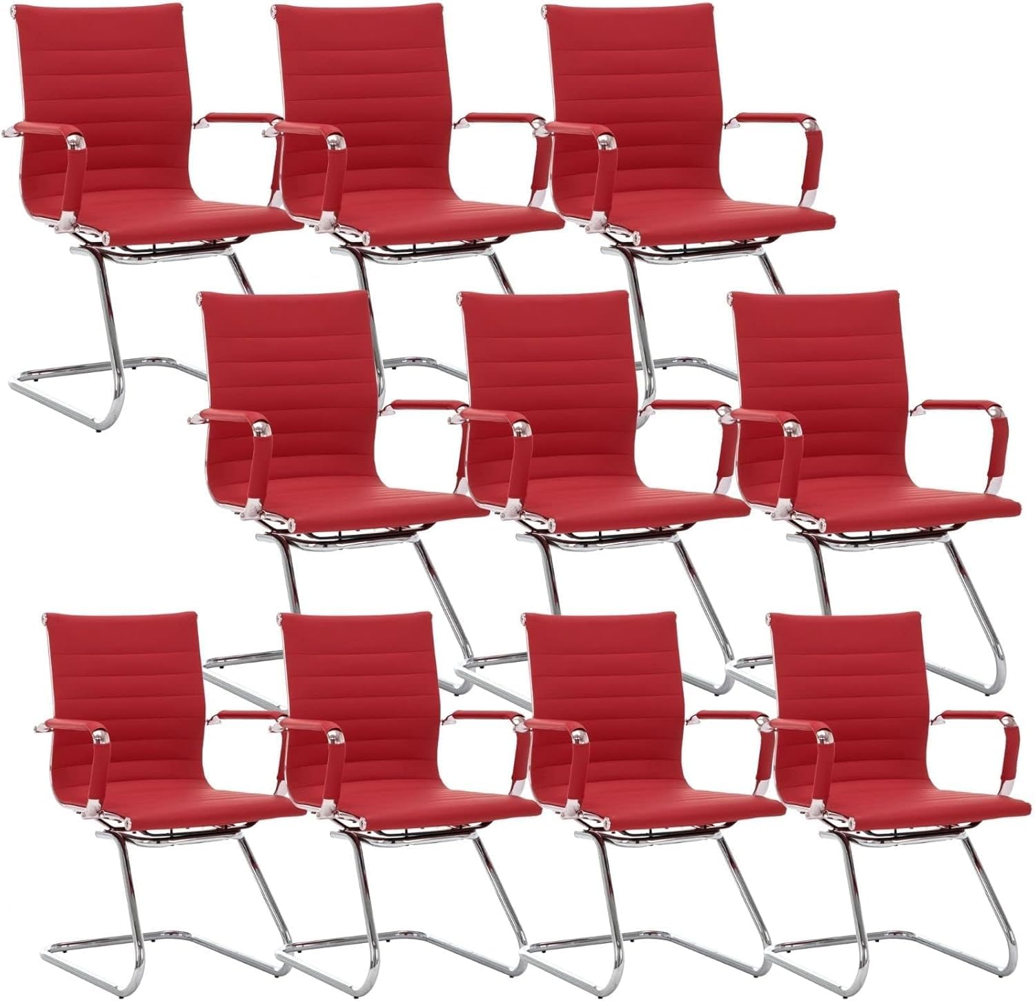 HNY 10-Pack PU Leather Office Guest Chairs