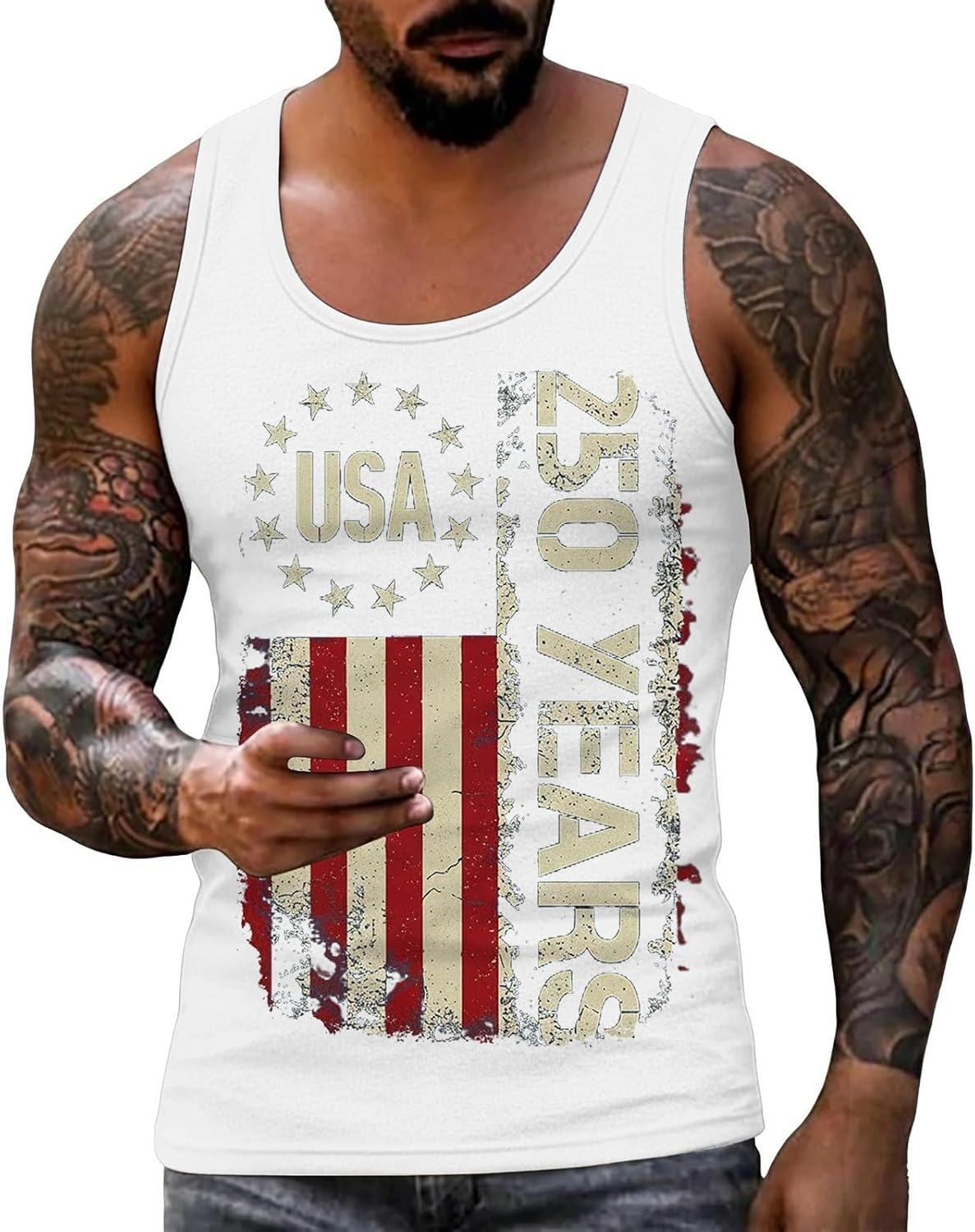 American Flag Tank Top Men 4Th of July Shirts USA Graphic Patriotic Sleeveless Muscle Tee Tops