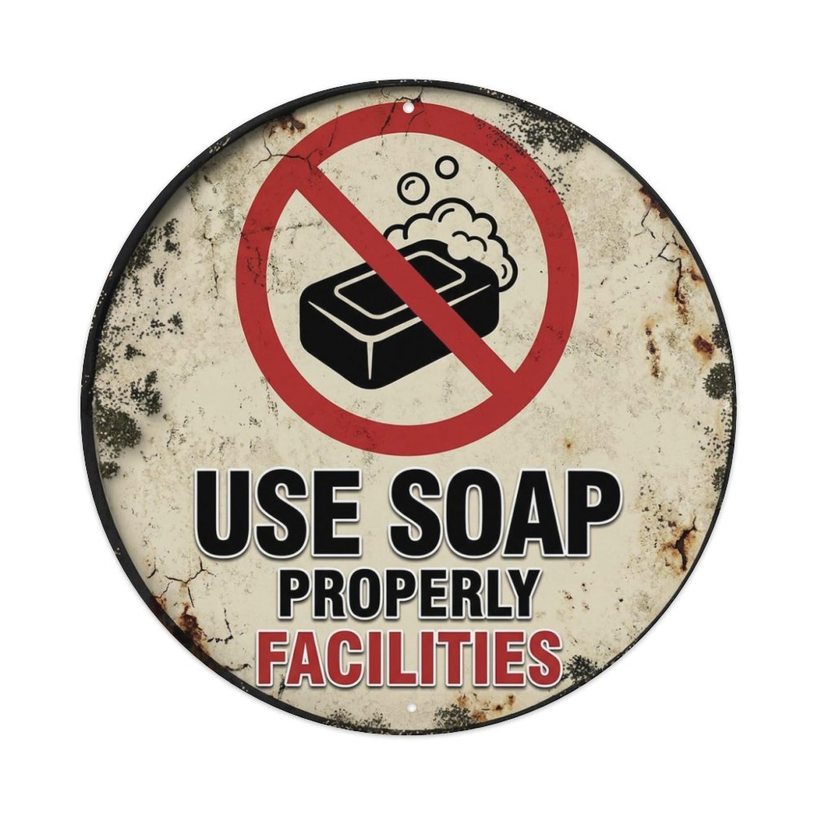 Metal Tin Sign Use Soap Properly Facilities Warning Sign
