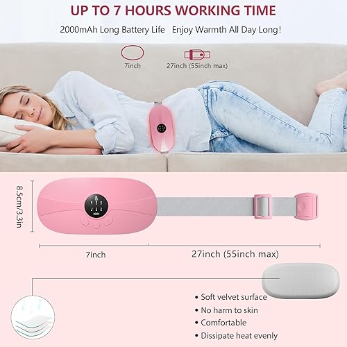 Miniatura 6 de Almohadilla térmica, almohadilla térmica portátil inalámbrica de calentamiento rápido, almohadillas térmicas con 3 niveles de calor y 3 modos de