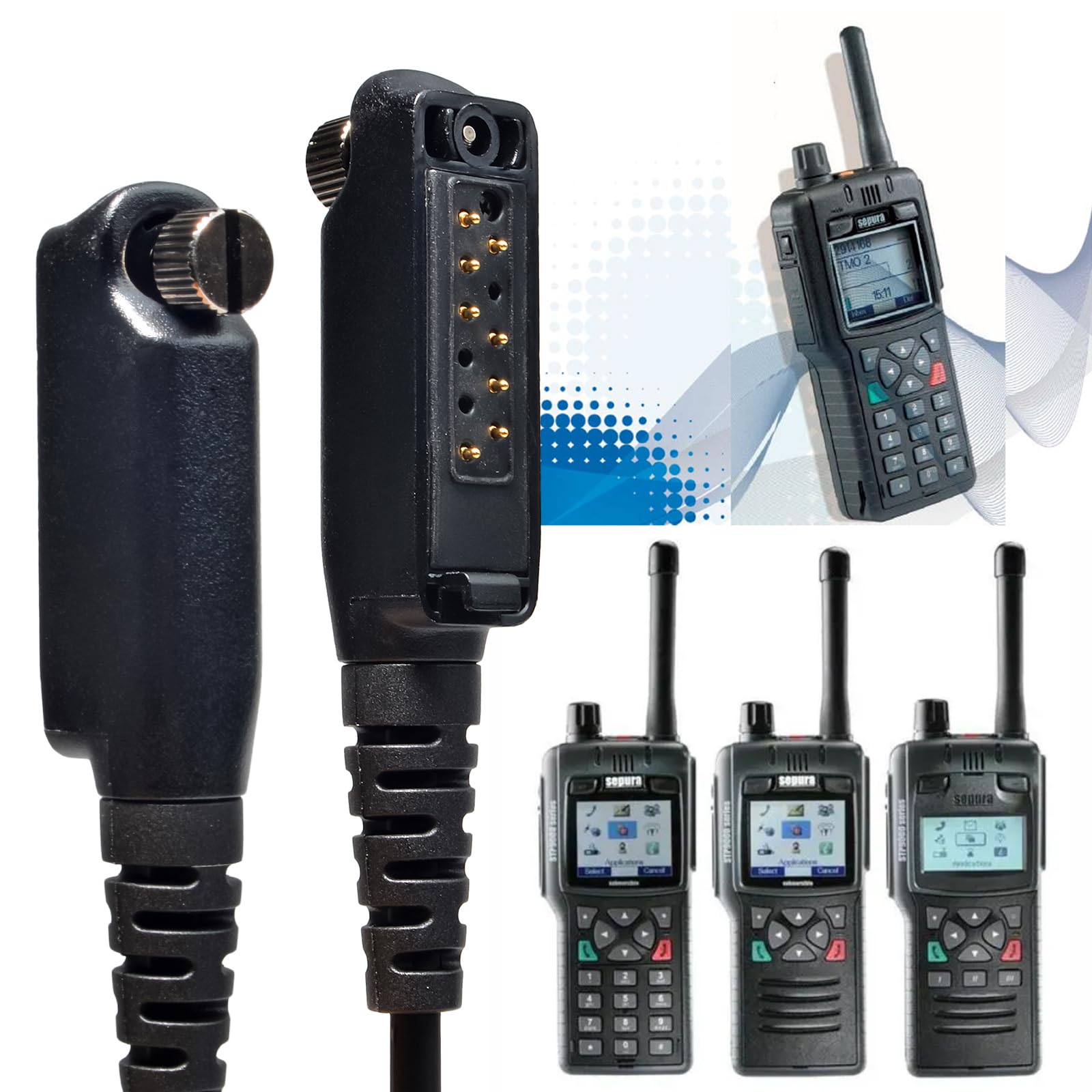 HYS Compatibile con Sepura, Sepura STP8000 e STP9000, accessori radio, microfono palmare e altoparlante