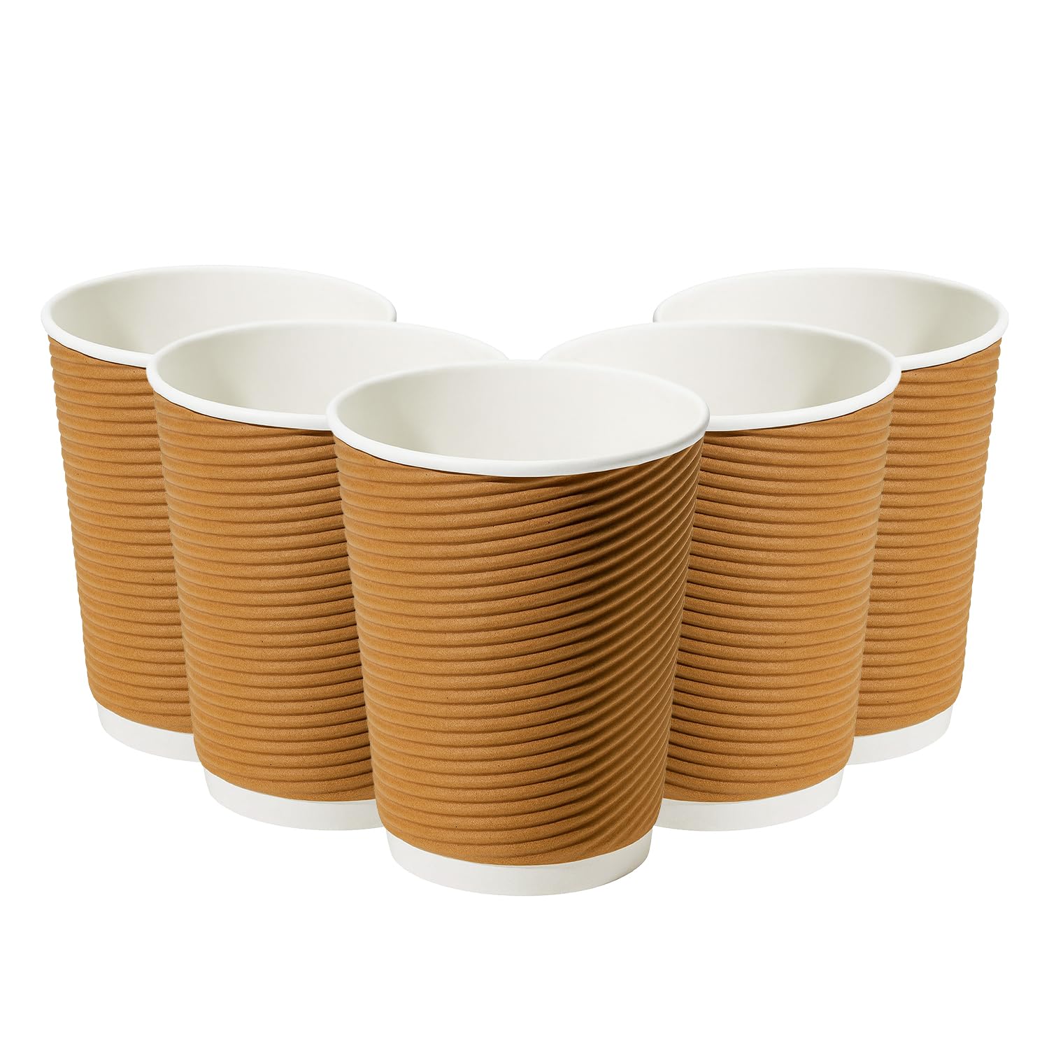 Amazon Basics Rippled Paper Cups, 150 ml – Pack of 100 | Disposable, Leak-Resistant | Hot & Cold Beverage Use | Made in India