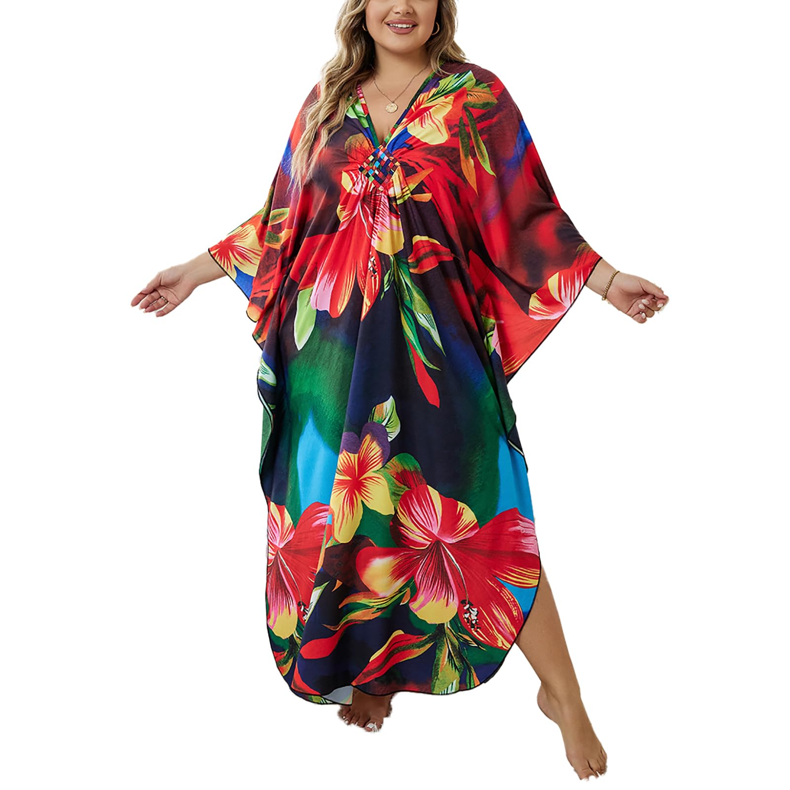 sunforyou Kaftan Dresses for Women Stylish Caftans Plus Size Beach Cover up Soft Loungewear