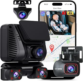 4K Dash Cam,5 Channel 360 View,AI Adas System,Free 128G Card,GPS