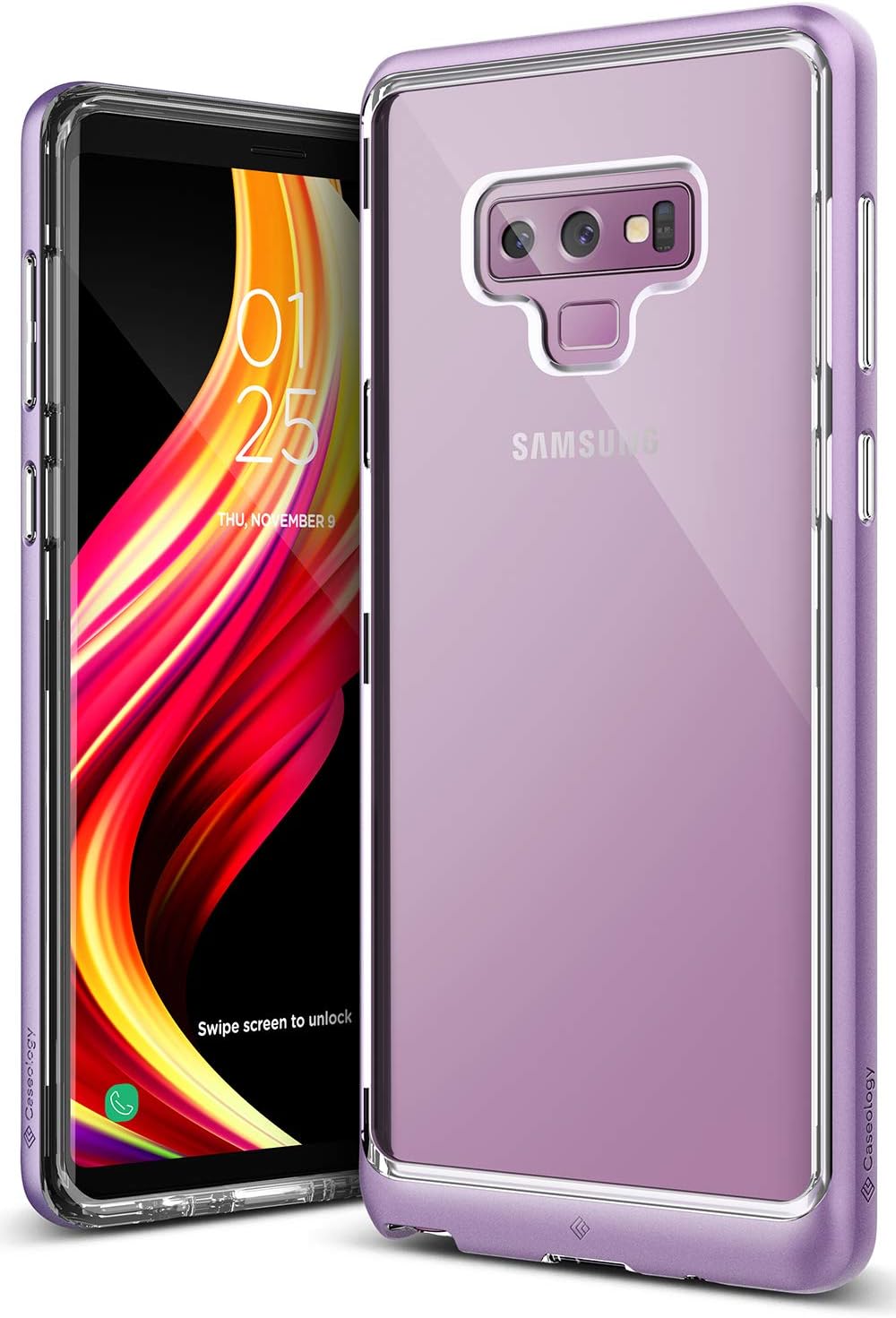 Caseology Skyfall for Galaxy Note 9 Case (2018) - Clear Back & Slim Fit - Lavender Purple