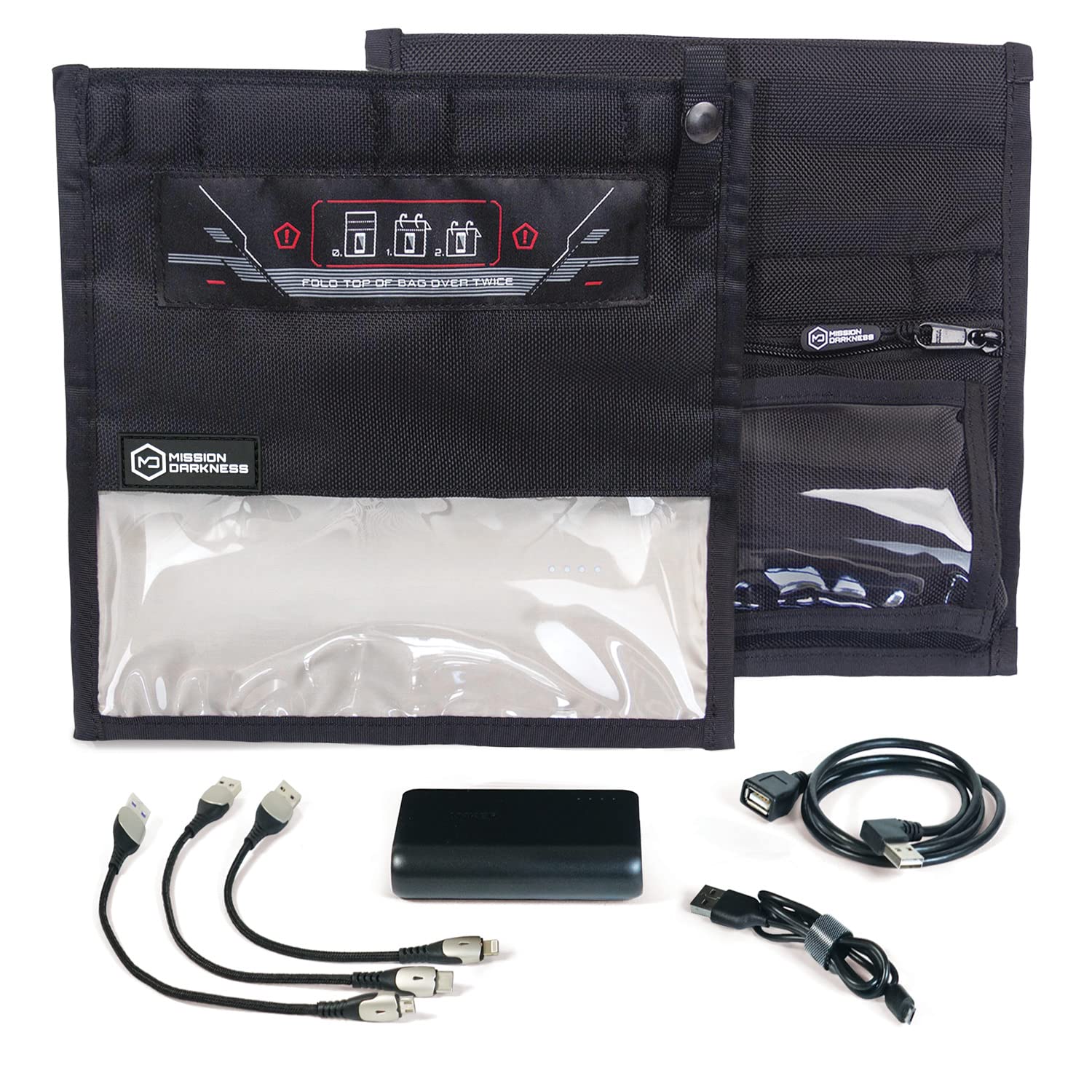 Mission Darkness NeoLok Faraday Bag for Phones with Battery Kit 12 800mAh Continuously Charging Power Bank Mobile Device