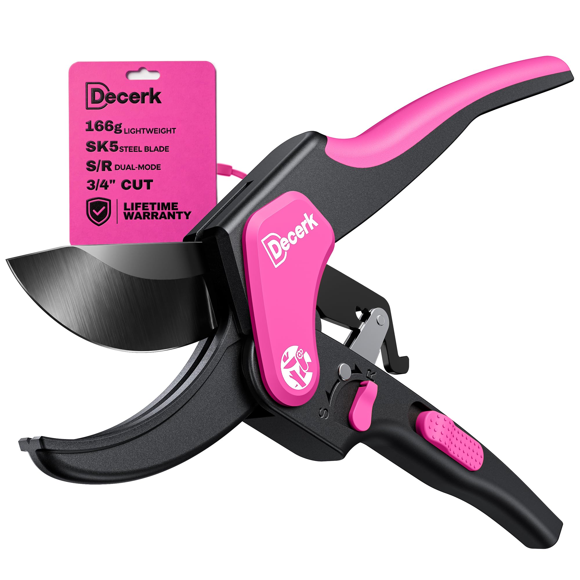 DECERK® Ratchet Anvil Secateurs, 3/4" Cut, 166g Lightweight, Dual-Mode