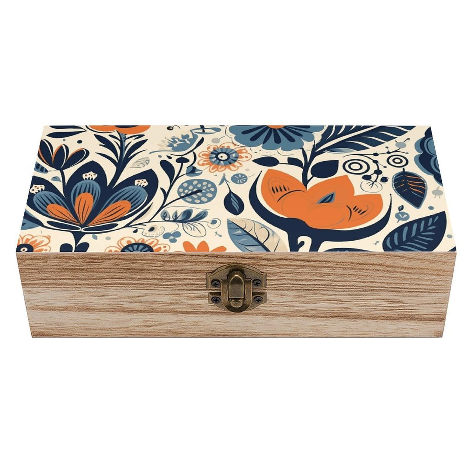 HLBSDM Vintage Wooden Storage Box Many Flowers Keepsake Box for Jewelry Photos Letters Elegant Desktop Organizer for Home Office Decor