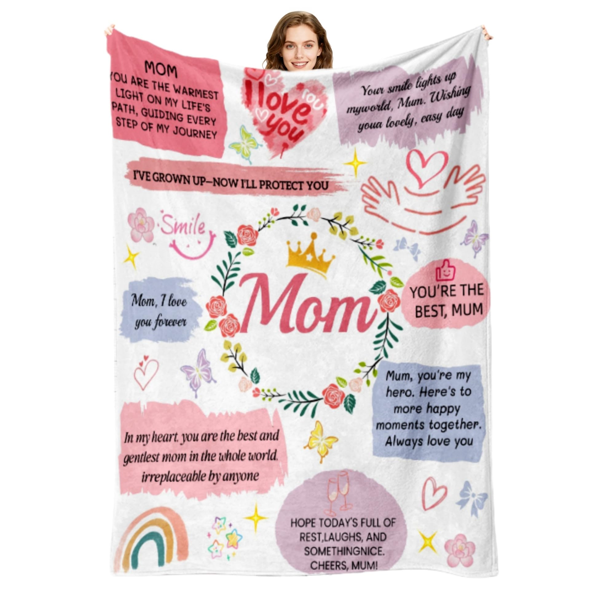 Siocok Mum Gifts Blanket, Mum Birthday Gifts, Best Gifts for Mum from Daughter Son, Mother's Day, anniversaries, Valentine's Day, gifts to visit mom, Flannel Blankets.150 x 130 cm