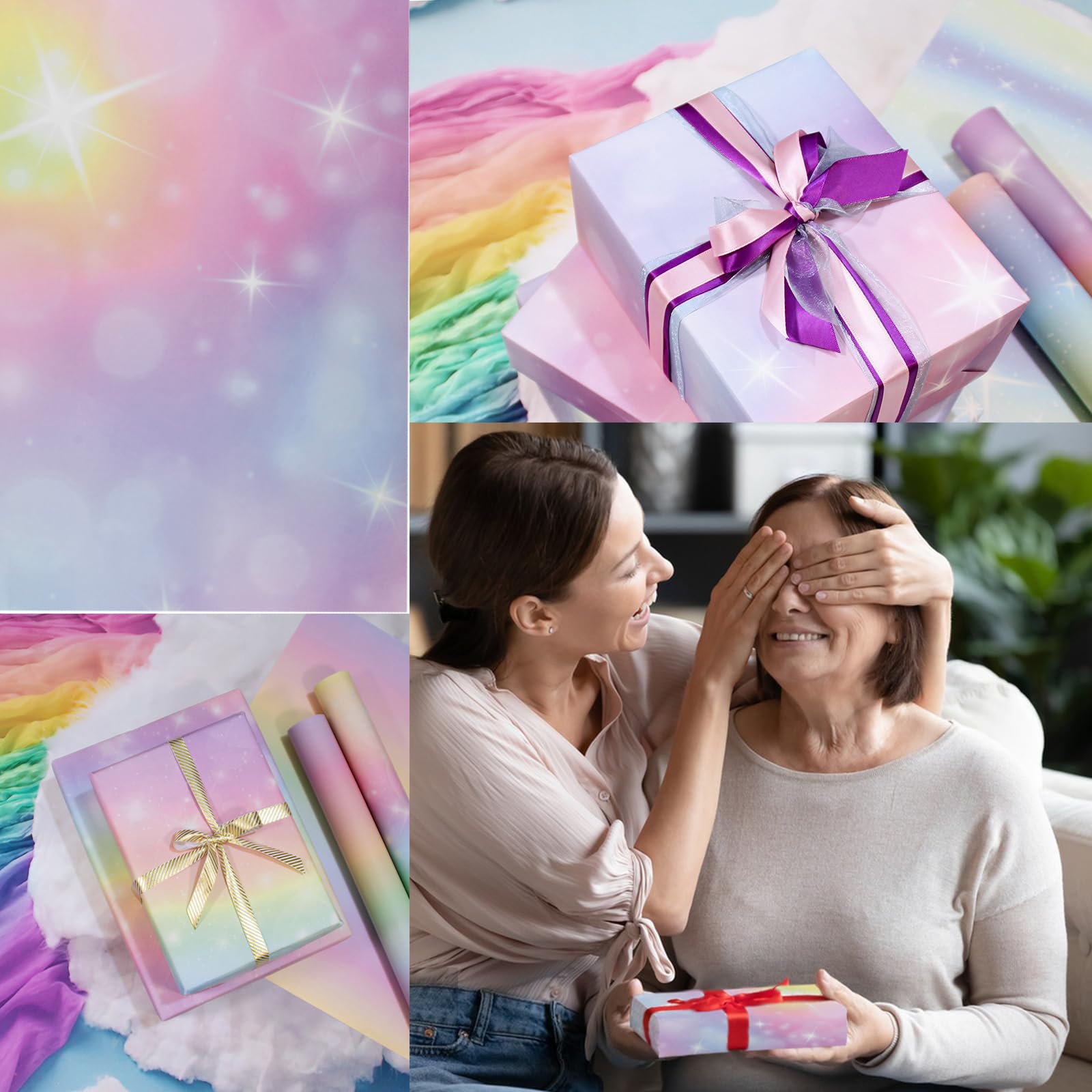 5 Fogli Carta Da Regalo Arcobaleno, 70x50 Cm, Per Compleanno, Natale E Laurea - Stampa Sfumata, Alta Qualità! - Foto 5