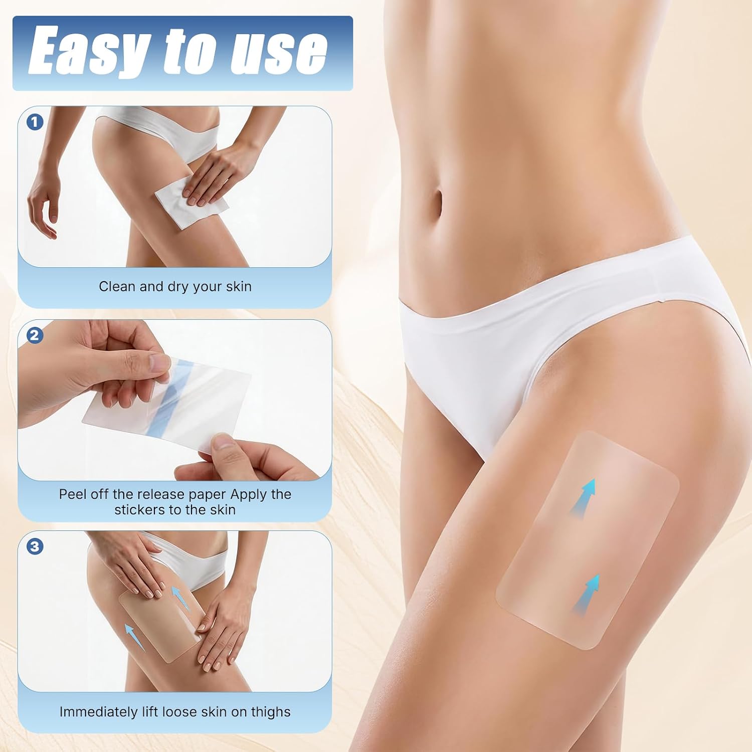 Thigh Lift Tape, Large Size Lift Patches for Butt, Legs, Abdomen & Arms Invisible & Sweatproof, in, Waterproof Body Tape for Women, Firming and Smoothing Saggy Skin-A（20PCS）