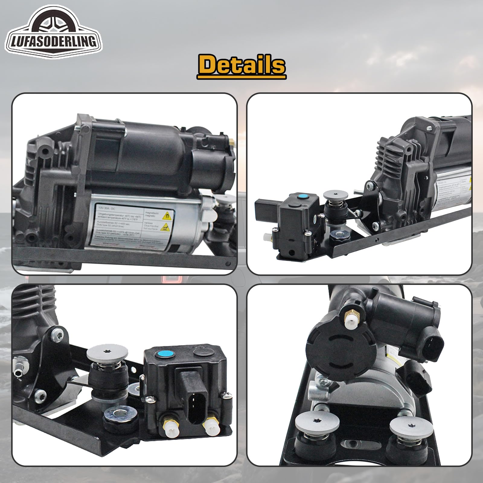E61 Luftfederung Kompressor+Halterung+Ventilblock Kompatibel mit BMW 5er E61 Touring 520d 525d 530d 530xi 523i 520i 530i 545i 550i M5 37206792855 37206859714 37106785505 37106793778