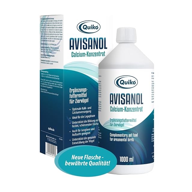 Quiko Avisanol - Concentrado de Calcio 1.000ml - para Aves de compañía, Palomas de Carreras y Pollos