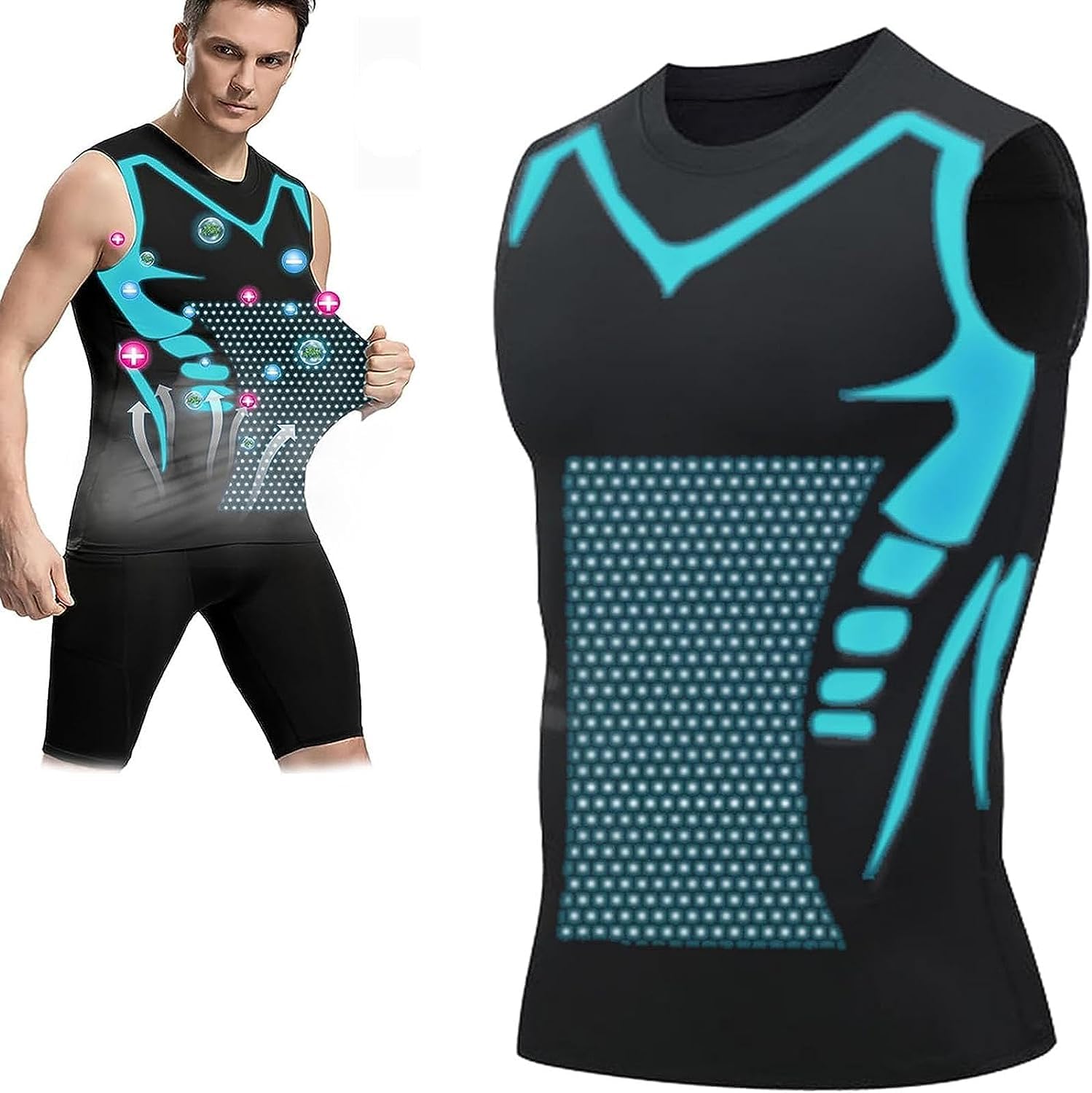 Ionic Shaping Vest, 2023 New Version Guys Men Compression Top, Compression Body Shaper Vest，Guys Men Compression Top to Build a Perfect Body