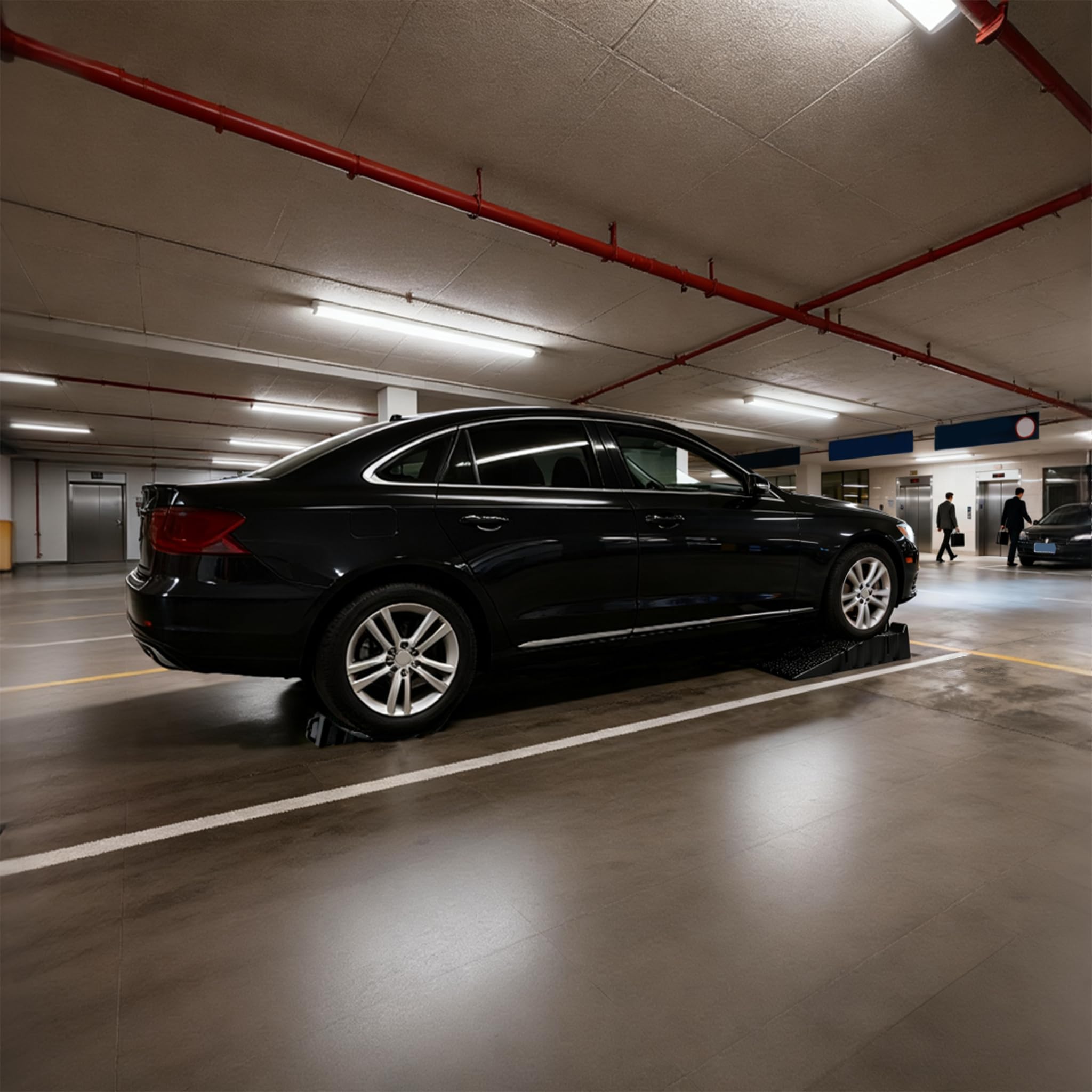 Aufun Auffahrrampe PKW 2er Set, Einzelne Rampe bis 2,5 T, Hochbelastbare Auto Rampe rutschfest für Wohnmobil, Anhänger, Garage, Werkstatt, Ölwechsel und Reparatur, Mit 2pcs Schwarz Unterlegkeil