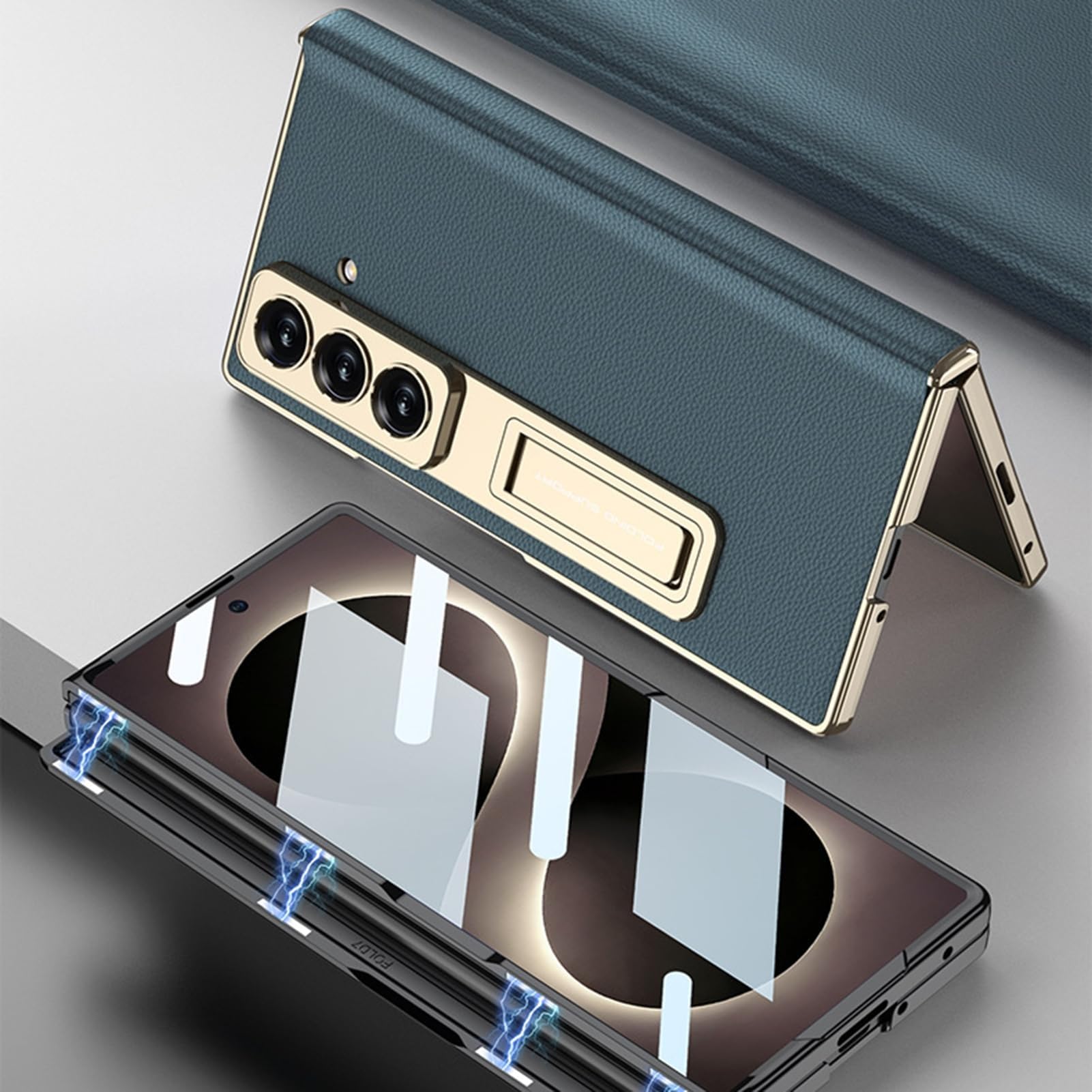 Custodia Per Samsung Galaxy Z Fold 8 Ultra, Placcatura Case Staffa | With Anti-Impronta Protezione Per Fotocamera Custodia(Nero)