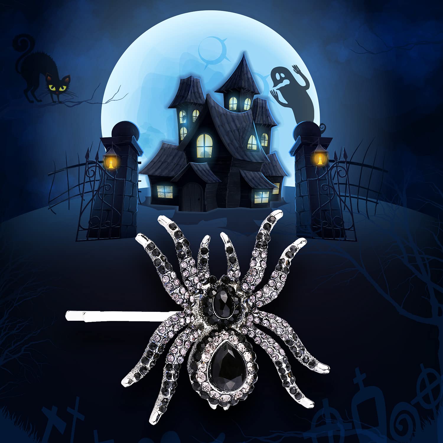 XGALBLA Vintage Crystal Spider Brooch Pin - Austrian Crystal Pave Halloween Jewelry For Women | Costume & Fashion Accessory