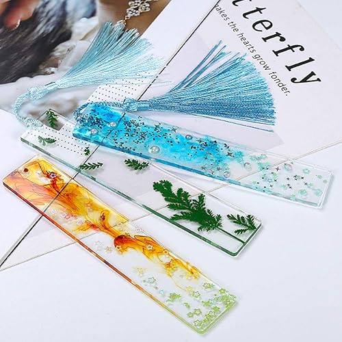 Miniatura 5 de Paquete de 4 moldes rectangulares de resina para bricolaje, moldes de silicona, moldes de fundición de resina epoxi, llavero de bricolaje, joyería