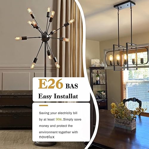 Miniatura 7 de Bombilla LED E26 de 3.2 pulgadas equivalente a 60 vatios, bombillas Edison blanco suave de 2700K regulables, CA 120V 600LM T10T9 bombillas de luz de