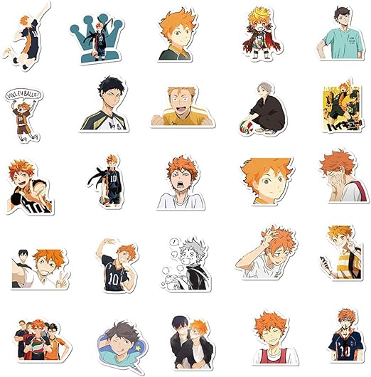 amazon com haikyuu sticker pack of 50 stickers waterproof durable stickers classic japanese anime stickers for water bottles computers laptops haikyuu toys games